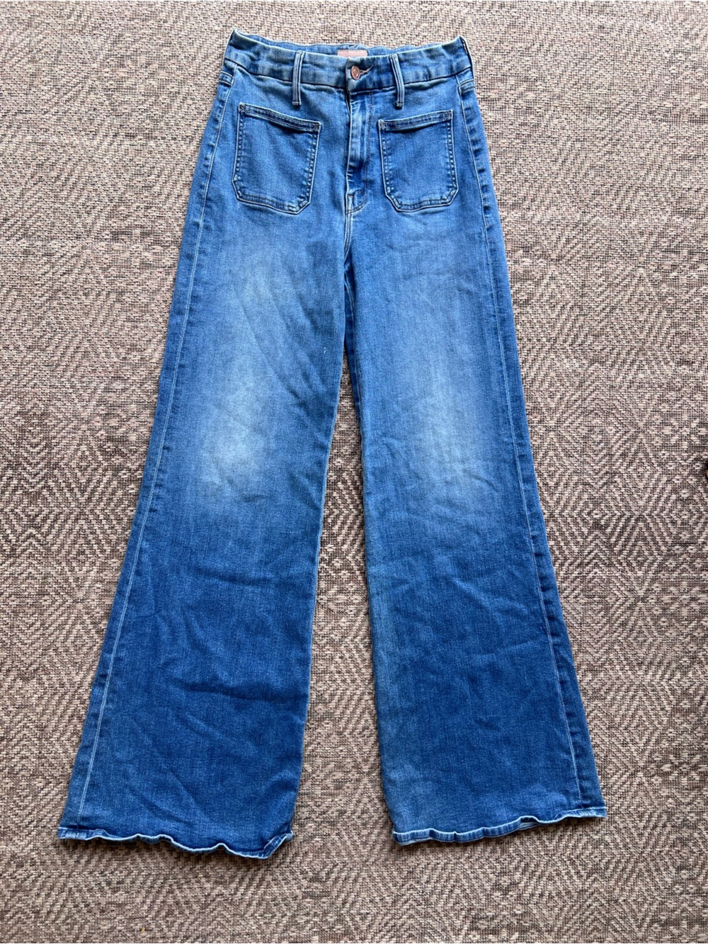MOTHER The Patch Pocket Roller Skimp Jeans 26 Healing Jar Wide Leg High Rise